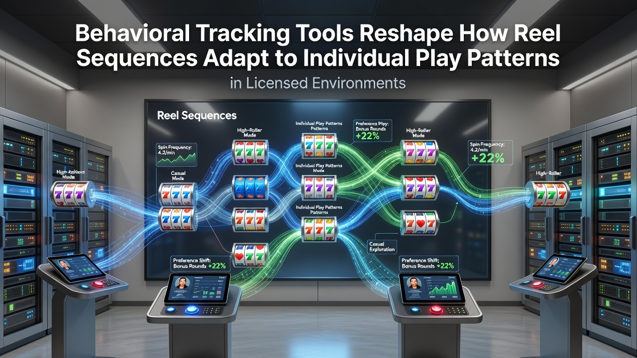 Behavioral tracking dashboard showing player patterns and reel adaptations in a licensed casino environment