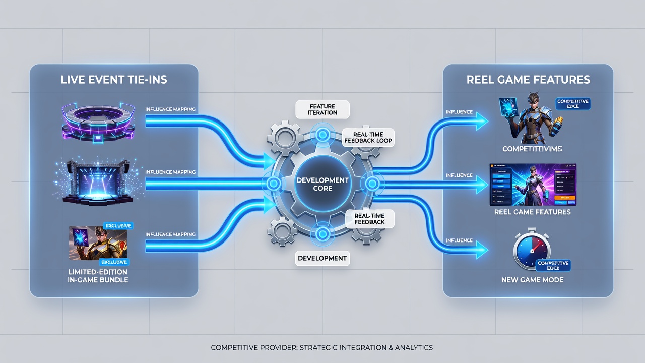 Diagram showing competitive provider strategies for embedding live event triggers into reel mechanics and bonus systems