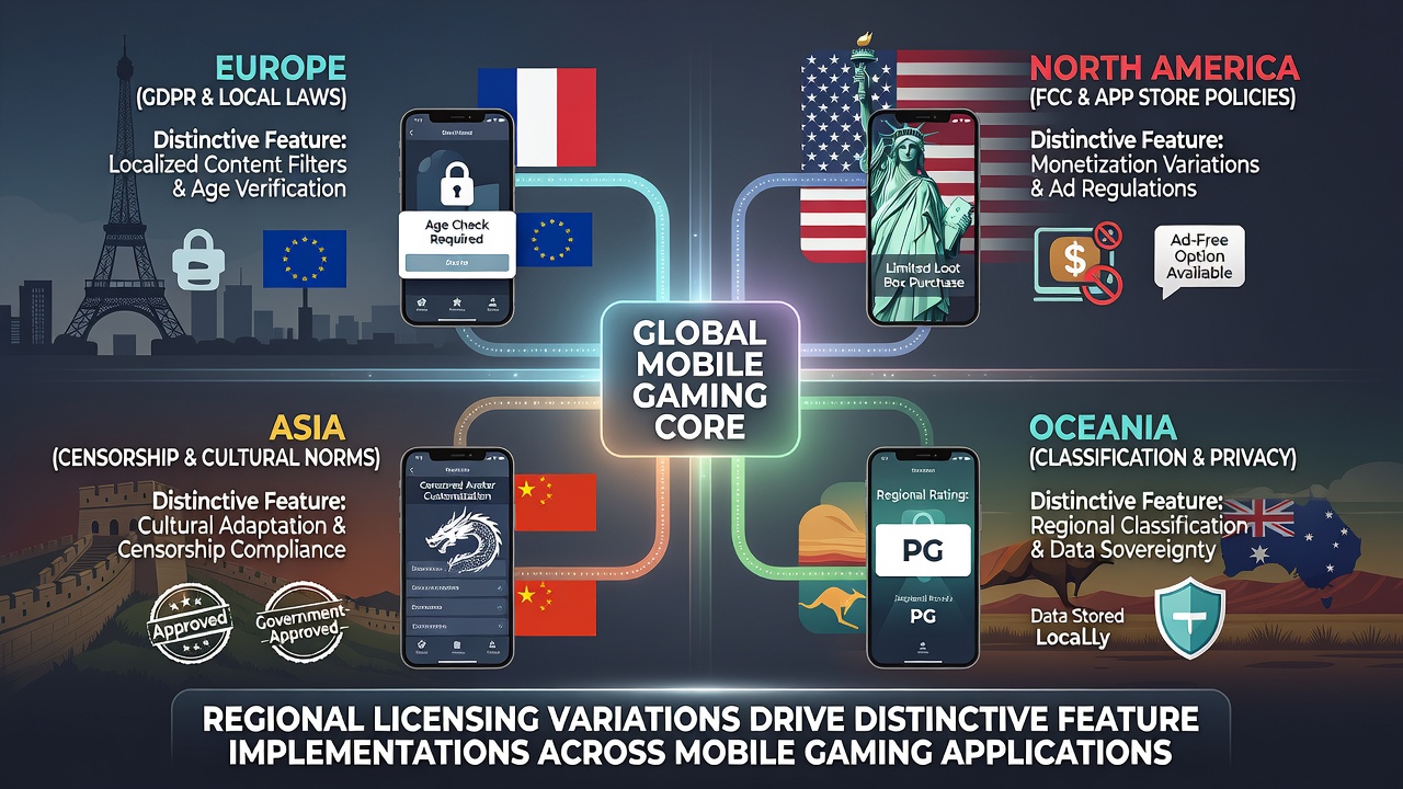 Comparison of mobile game features under different regional licenses